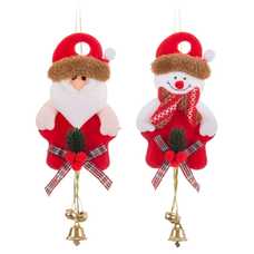 COLGANTE PAPA NOEL Y MUÑECO NIEVE 9 X 16 CM