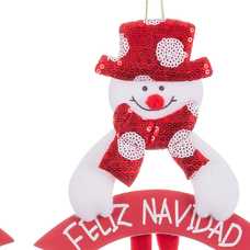 COLGANTE PAPA NOEL Y MUÑECO NIEVE 15 X 28 CM