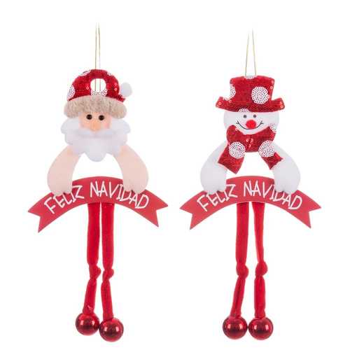 COLGANTE PAPA NOEL Y MUÑECO NIEVE 15 X 28 CM