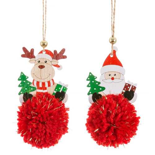 COLGANTE POMPÓM MADERA 2/M 6 X 6 X 12 CM