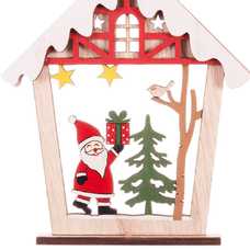 COLGANTE PAPA NOEL CASA MADERA 13,50 X 1,50 X 16 CM