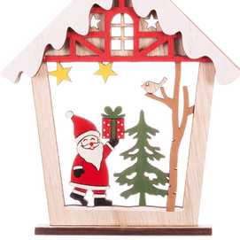 COLGANTE PAPA NOEL CASA MADERA 13,50 X 1,50 X 16 CM