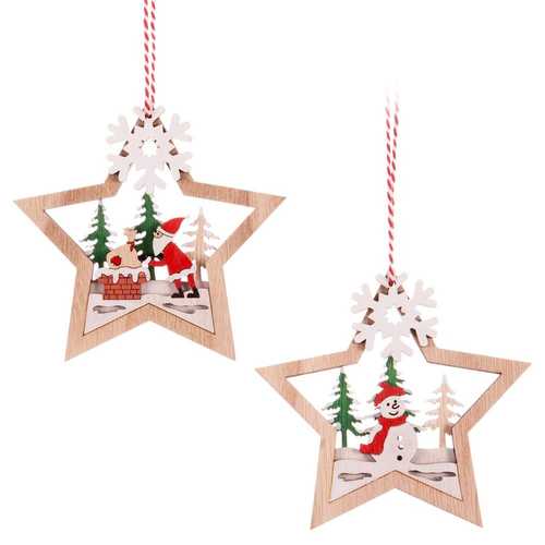 COLGANTE ESTRELLA MADERA 2/M 11,50 X 0,80 X 11 CM