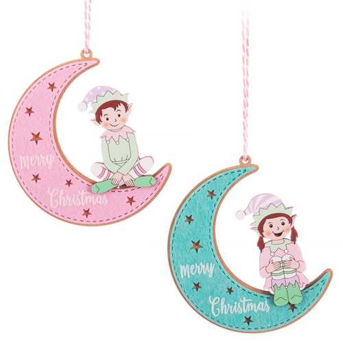 COLGANTE LUNA ELFO MADERA 2/M 9 X 0,70 X 11 CM