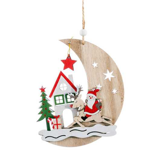 COLGANTE LUNA PAPA NOEL MADERA 11,50 X 15 X 11,50 CM