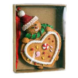 COLGANTE CORAZÓN JENGIBRE RESINA 10 X 6,70 X 1,60 CM