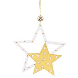 COLGANTE ESTRELLA MADERA 3/C 12 X 24 CM