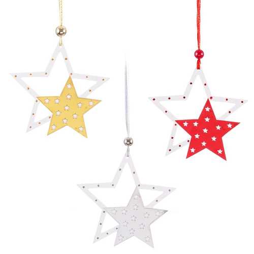 COLGANTE ESTRELLA MADERA 3/C 12 X 24 CM