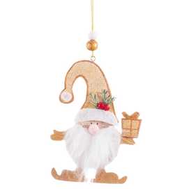 COLGANTE PAPA NOEL MADERA 3/C 12 X 25 CM