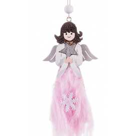 COLGANTE ÁNGEL MADERA 3/C 12 X 25 CM