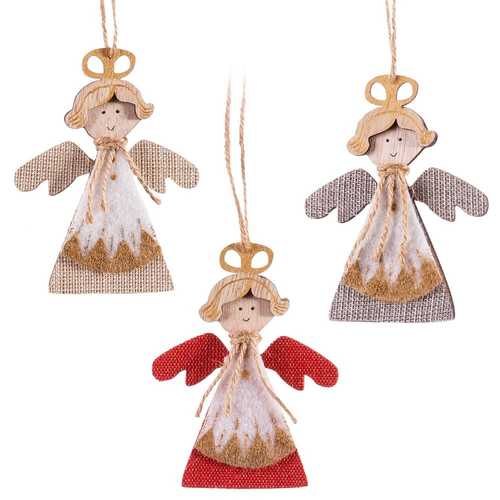 COLGANTE ÁNGEL MADERA 3/C 9 X 12 CM