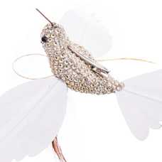 COLGANTE PÁJARO POLIÉSTER-FOAM CHAMPÁN 29 X 14 CM