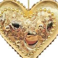 COLGANTE CORAZÓN POLIÉSTER-FOAM ORO 12 X 5 X 11 CM
