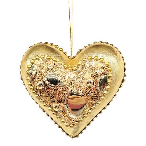 COLGANTE CORAZÓN POLIÉSTER-FOAM ORO 12 X 5 X 11 CM