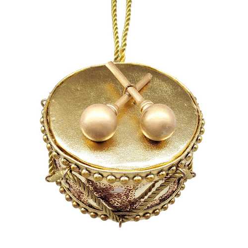 COLGANTE TAMBOR POLIÉSTER-FOAM ORO 10 X 10 X 7 CM