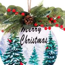 COLGANTE PAISAJE CON ACEBO MDF 30 X 30 X 40 CM