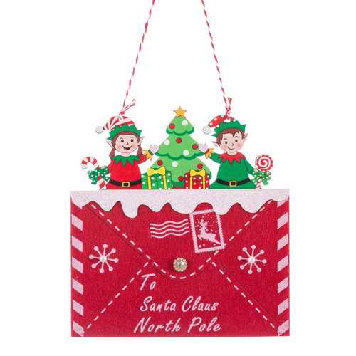 COLGANTE CARTA ELFOS MADERA 18,70 X 17,70 CM