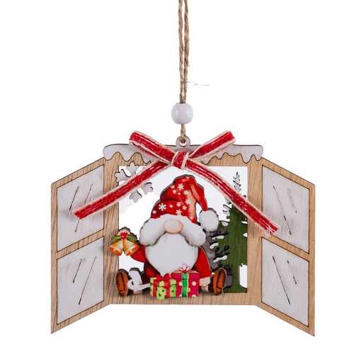 COLGANTE PAPA NOEL VENTANA MADERA 12 X 8,50 CM