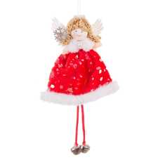 COLGANTE ÁNGEL TEJIDO ROJO 2/M 10 X 3 X 16 CM