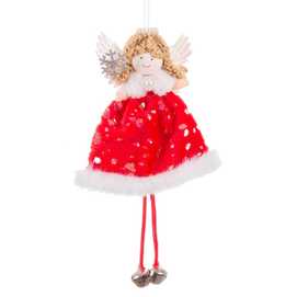 COLGANTE ÁNGEL TEJIDO ROJO 2/M 10 X 3 X 16 CM