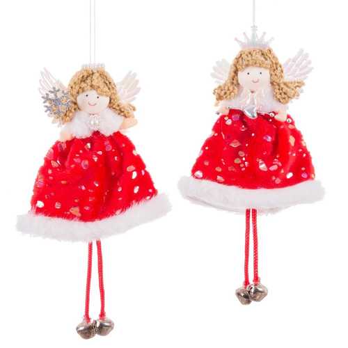 COLGANTE ÁNGEL TEJIDO ROJO 2/M 10 X 3 X 16 CM