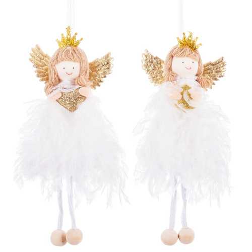 COLGANTE ÁNGEL TEJIDO BLANCO 2/M 9 X 3,50 X 18 CM