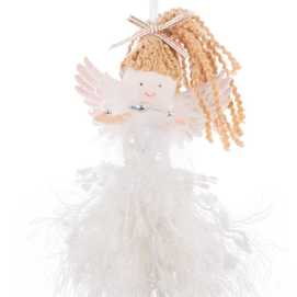 COLGANTE ÁNGEL TEJIDO BLANCO 9 X 3,50 X 18 CM