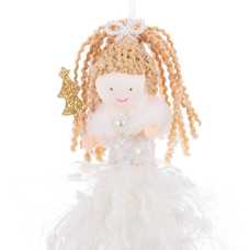 COLGANTE ÁNGEL PERLAS TEJIDO BLANCO 9 X 3,50 X 18 CM