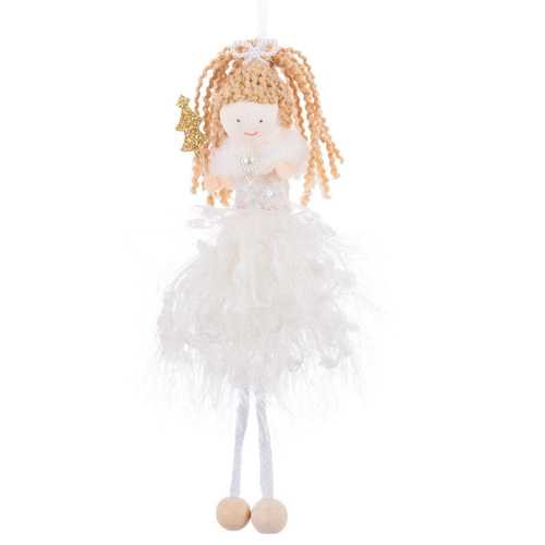 COLGANTE ÁNGEL PERLAS TEJIDO BLANCO 9 X 3,50 X 18 CM