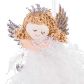 COLGANTE ÁNGEL TEJIDO PLATA 8 X 3 X 15 CM