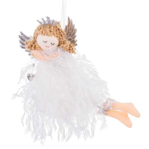 COLGANTE ÁNGEL TEJIDO PLATA 8 X 3 X 15 CM