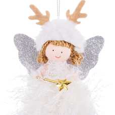 COLGANTE ÁNGEL RENO TEJIDO BLANCO 10 X 4 X 20 CM