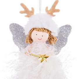 COLGANTE ÁNGEL RENO TEJIDO BLANCO 10 X 4 X 20 CM