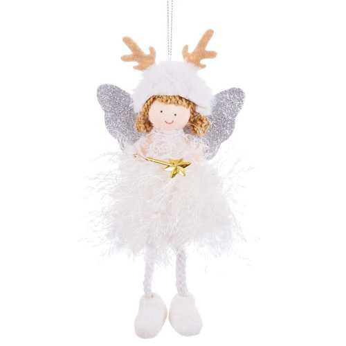 COLGANTE ÁNGEL RENO TEJIDO BLANCO 10 X 4 X 20 CM