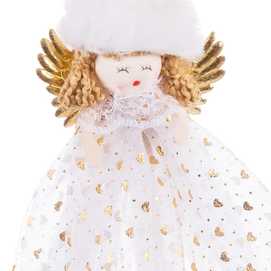 COLGANTE ÁNGEL GORRO TEJIDO BLANCO 10 X 4 X 18 CM