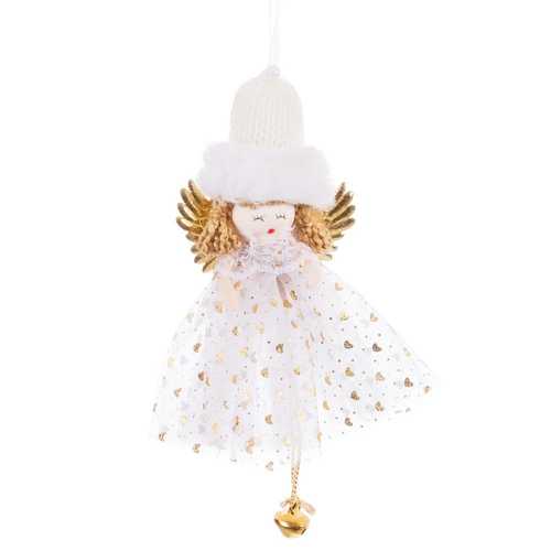 COLGANTE ÁNGEL GORRO TEJIDO BLANCO 10 X 4 X 18 CM