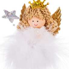 COLGANTE ÁNGEL PLUMAS TEJIDO 7 X 4 X 16 CM