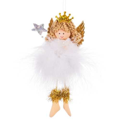 COLGANTE ÁNGEL PLUMAS TEJIDO 7 X 4 X 16 CM