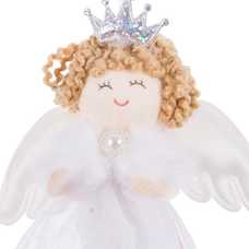 COLGANTE ÁNGEL CORONA TEJIDO BLANCO 9 X 3,50 X 14 CM