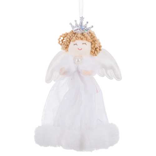 COLGANTE ÁNGEL CORONA TEJIDO BLANCO 9 X 3,50 X 14 CM