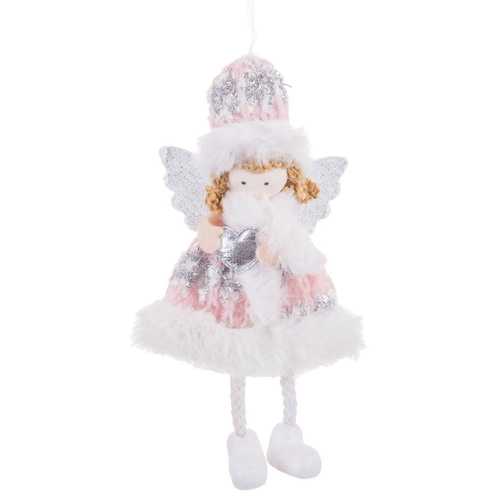 COLGANTE ÁNGEL GORRO TEJIDO PLATA 10 X 4 X 18 CM