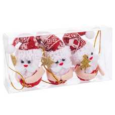 S/3 COLGANTE PAPA NOEL TEJIDO 7 CM