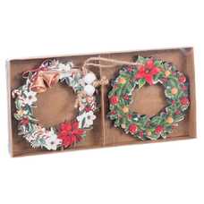 S/2 COLGANTE CORONA MADERA 8 X 8 CM