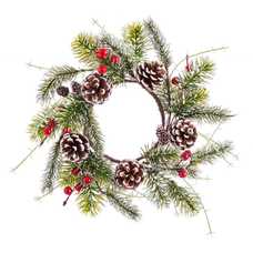 CORONA ACEBO CON PIÑA Y HOJAS 30 X 30 CM CORONA ACEBO CON PIÑA Y HOJAS 30 X 30 CM