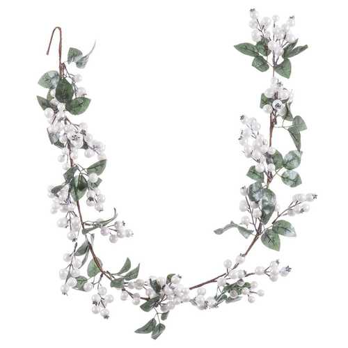 GUIRNALDA HOJAS Y ACEBO PERLA 15 X 130 CM
