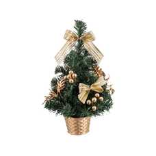 ÁRBOL LAZOS PVC/PIÑAS ORO 16 X 16 X 30 CM