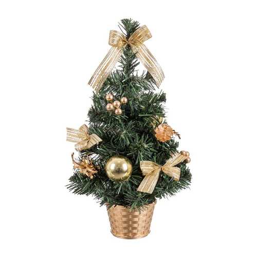 ÁRBOL LAZOS PVC/PIÑAS ORO 22 X 22 X 40 CM