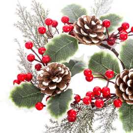 CORONA VELAS ACEBO PLÁSTICO 26 X 26 CM