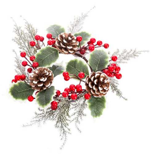 CORONA VELAS ACEBO PLÁSTICO 26 X 26 CM