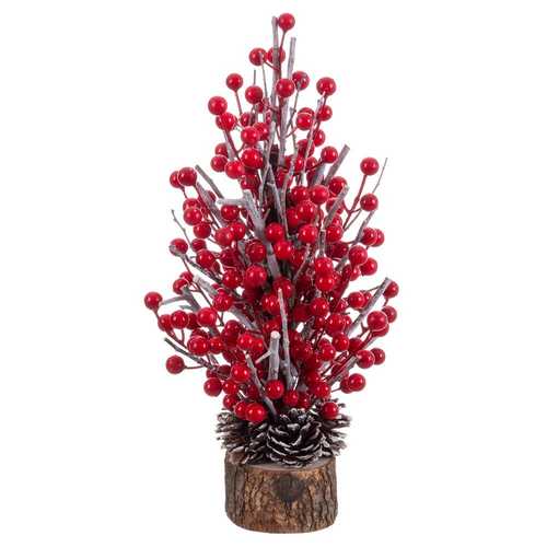 ÁRBOL ACEBO MADERA/PLÁSTICO ROJO 20 X 20 X 40 CM